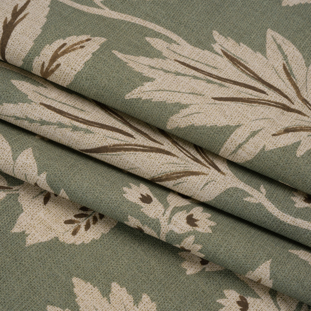 Printed Cotton Canvas - Sage Leafy Sprays and Little Flowers - British Imported - Joann Fabrics