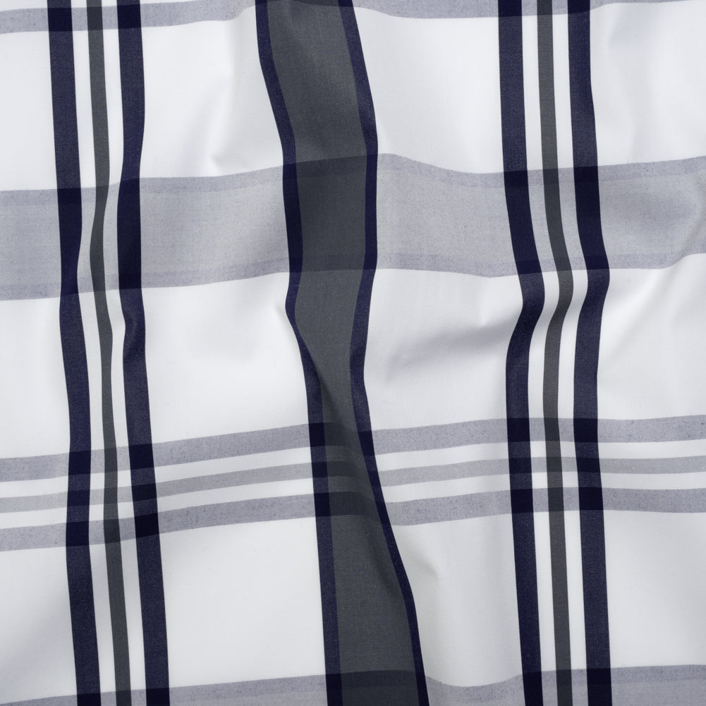 Cotton Shirting - Charcoal, White and Navy Plaid - Designer Deadstock - Joann Fabrics