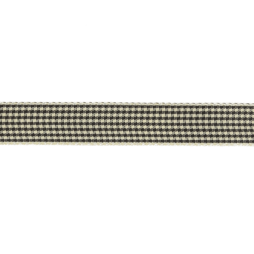 Black and Cream Houndstooth Check Woven Ribbon - 0.625
