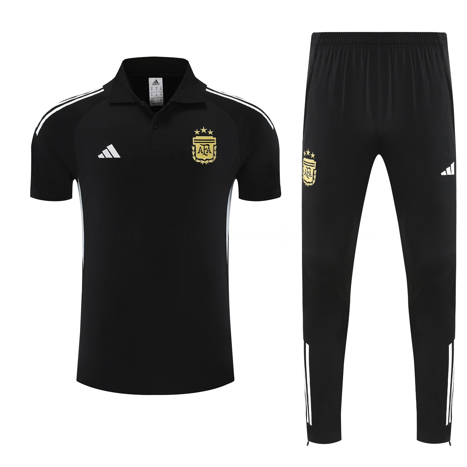 Argentina 2026 POLO Short-Sleeve Training Set - Black Top & Black Shorts - UnitedFutballJersey
