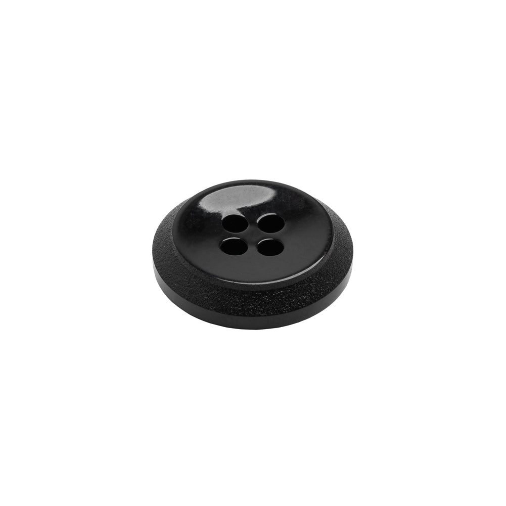 Plastic 4-Hole Button - Black Dish Shaped Matte Rim - 24L/15mm - Joann Fabrics
