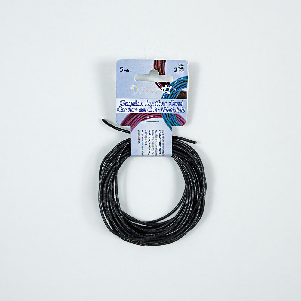 Dazzle-It Black Genuine Leather Cord - 2mm - Joann Fabrics