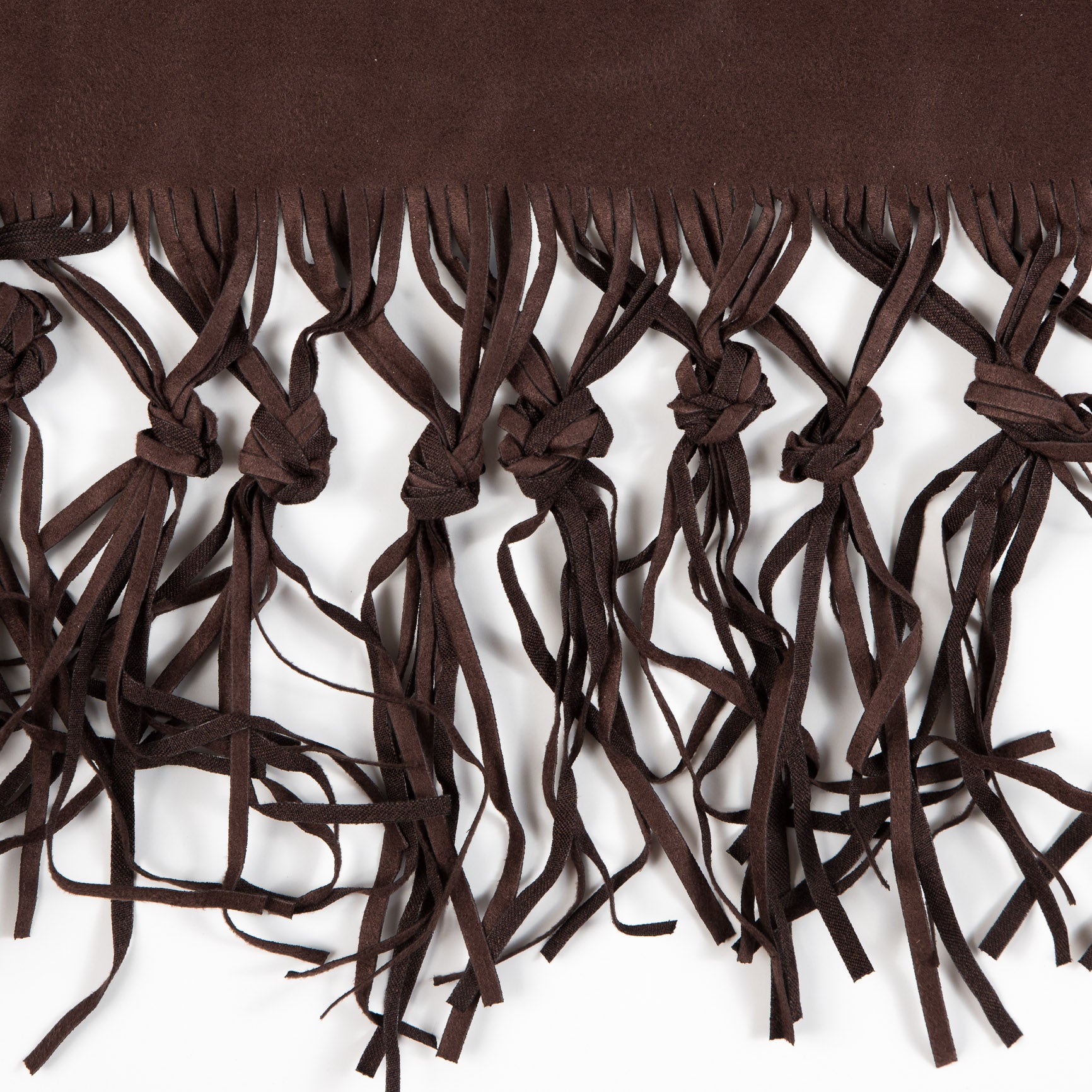 Italian Dark Brown Suede Fringe with Knots - 8.5