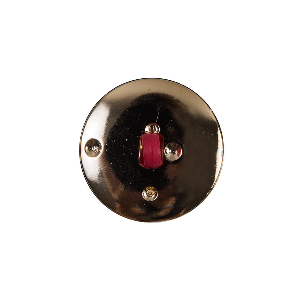 Italian Red/Gold Plastic Shank-Back Button -  30L/19mm - Joann Fabrics