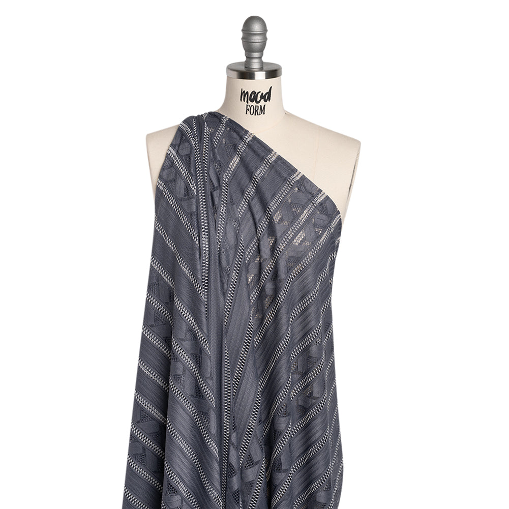Corded Lace - Gray and Silver Geometric Stripes - Joann Fabrics