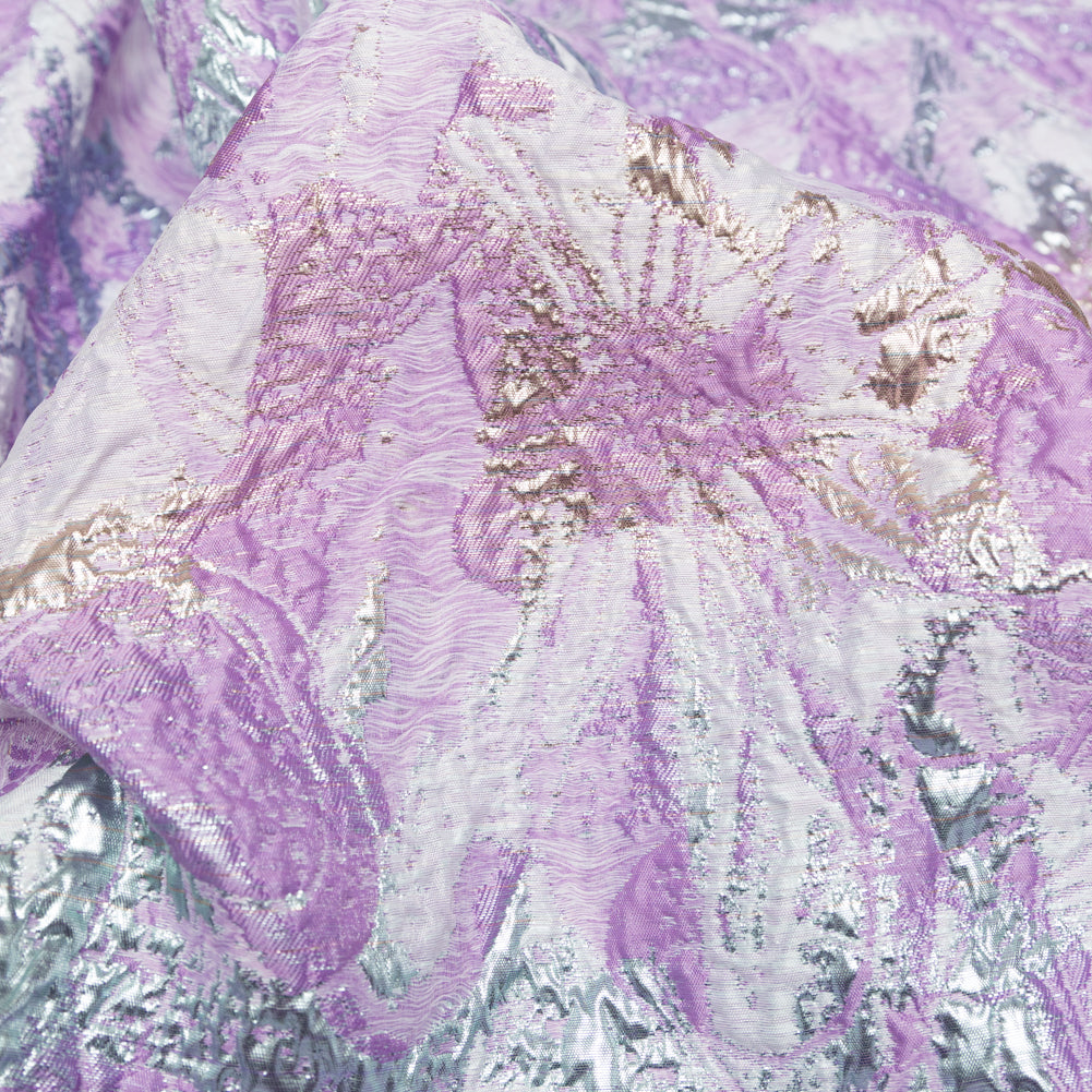 Metallic Golden Egg, African Violet and Winsome Orchid Abstract Luxury Brocade - Joann Fabrics