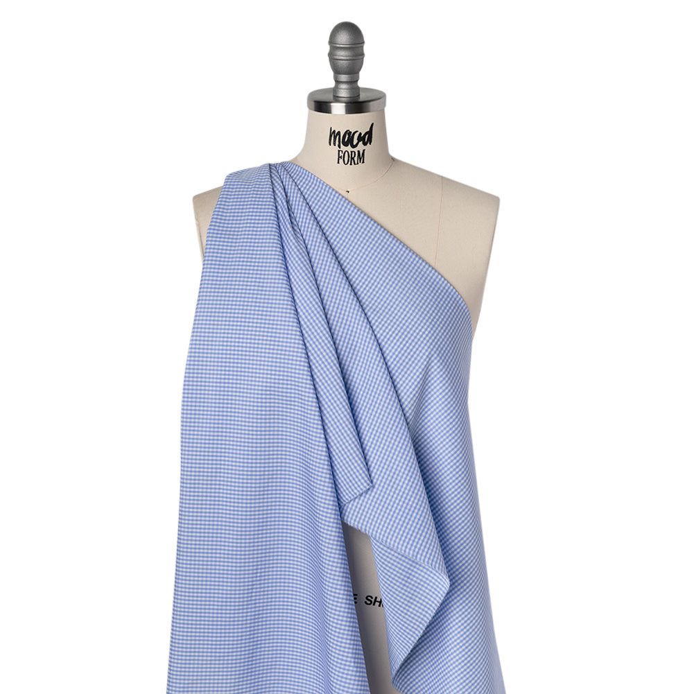 Cotton Gingham Shirting - Sky Blue and White Checks - Designer Deadstock - Joann Fabrics