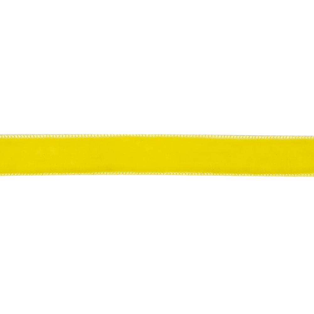 Lemon Yellow Single Face Velvet Ribbon - 0.5