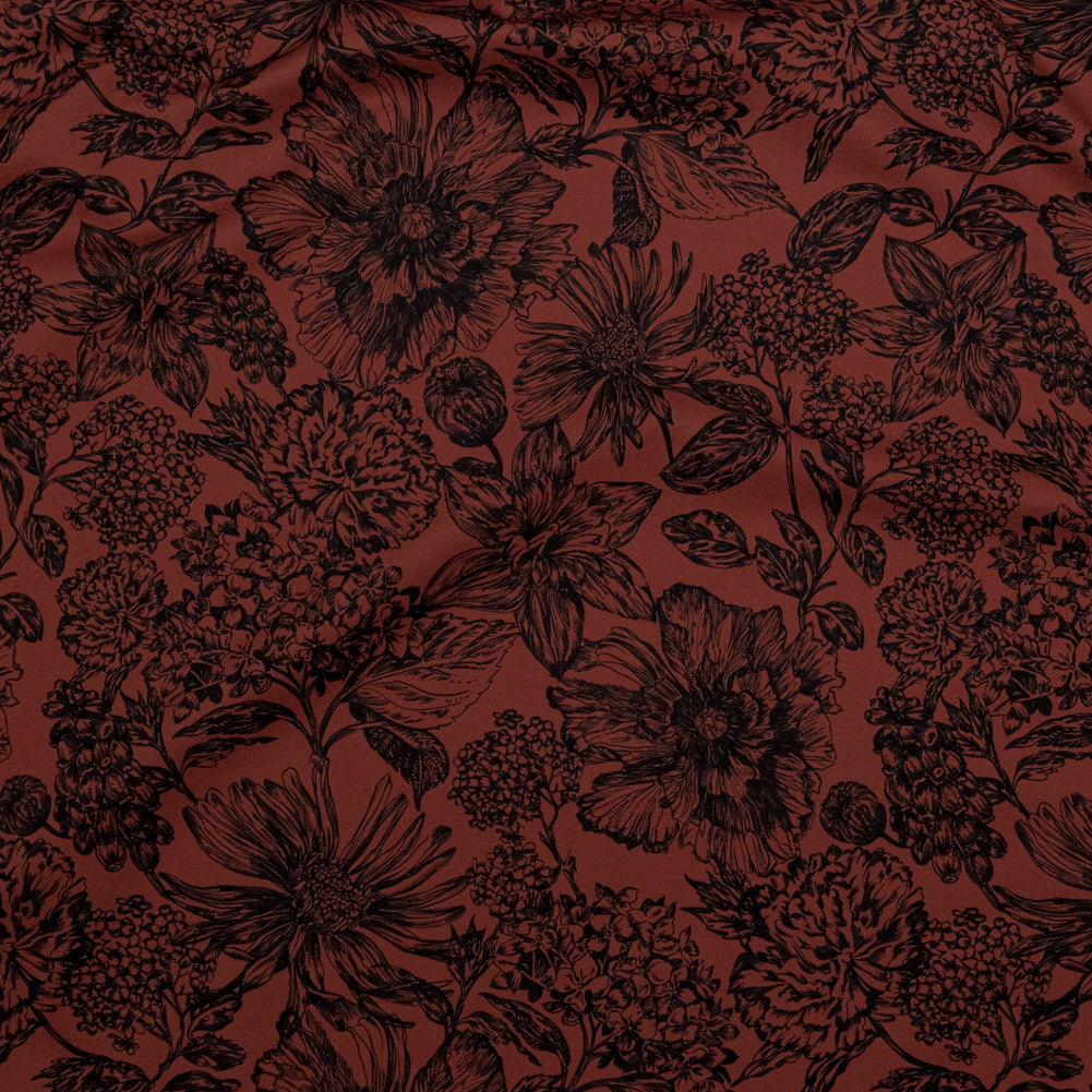 Stretch Cotton Sateen - Brown and Black Floral - Ephemeral Flora Print - Mood Exclusive Serengeti Collection - Joann Fabrics
