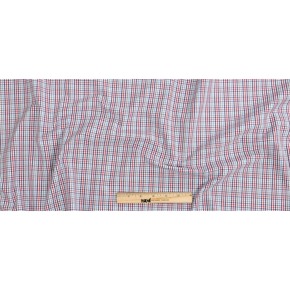 Premium Red, Blue and Gray Minute Plaid Cotton Shirting - Joann Fabrics
