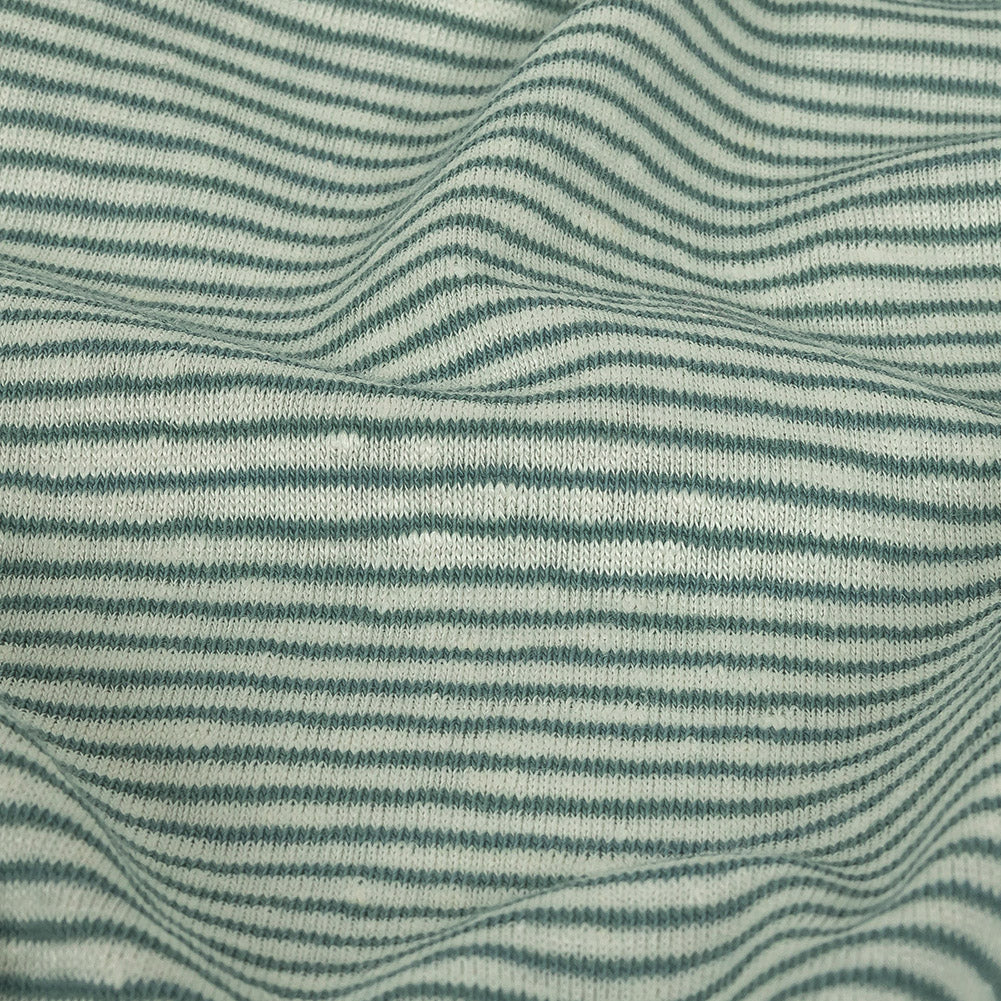Theory Moss Green and White Alyssum Striped Linen Knit - Joann Fabrics