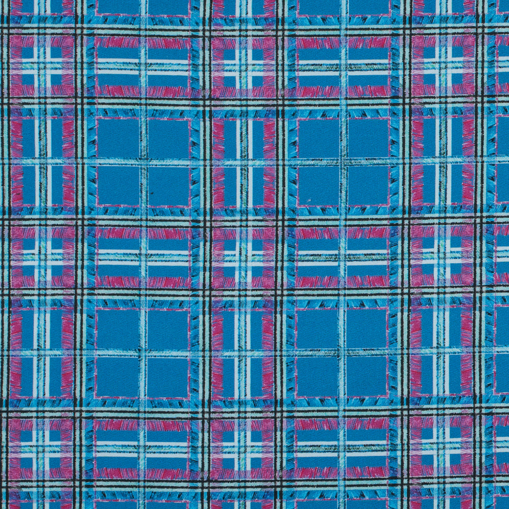 Blue and Pink Plaid Printed Stretch Cotton Sateen - Joann Fabrics