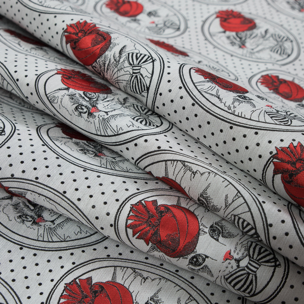 Red, White and Black Cat with Top Hat Jacquard - Joann Fabrics