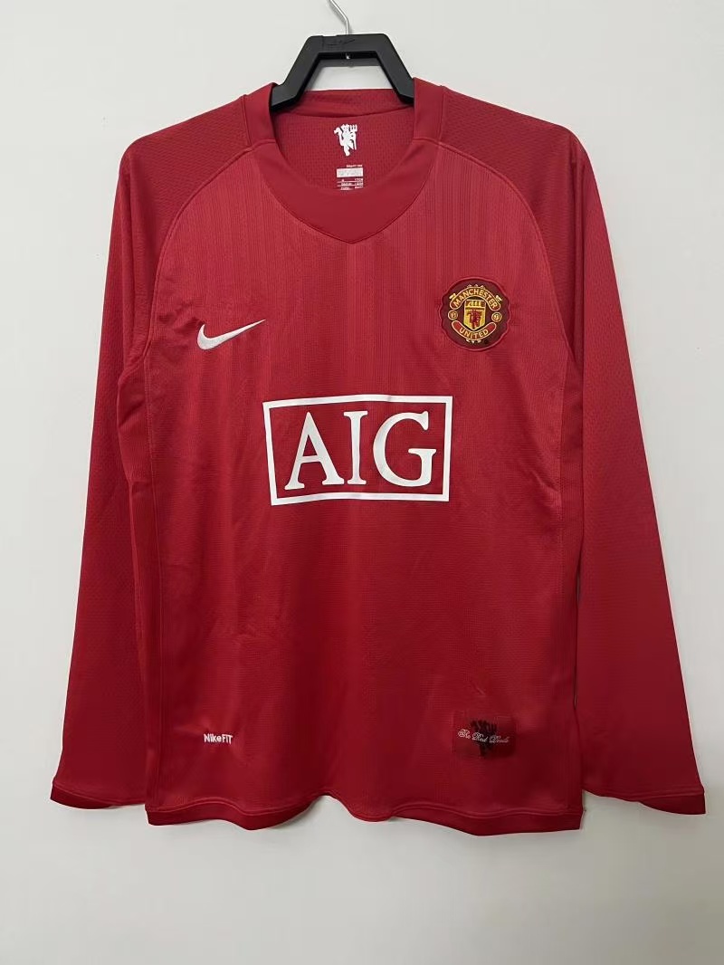 2007-2008 Retro Long Sleeve Manchester United League Edition Home Football Shirt 1:1 Thai Quality