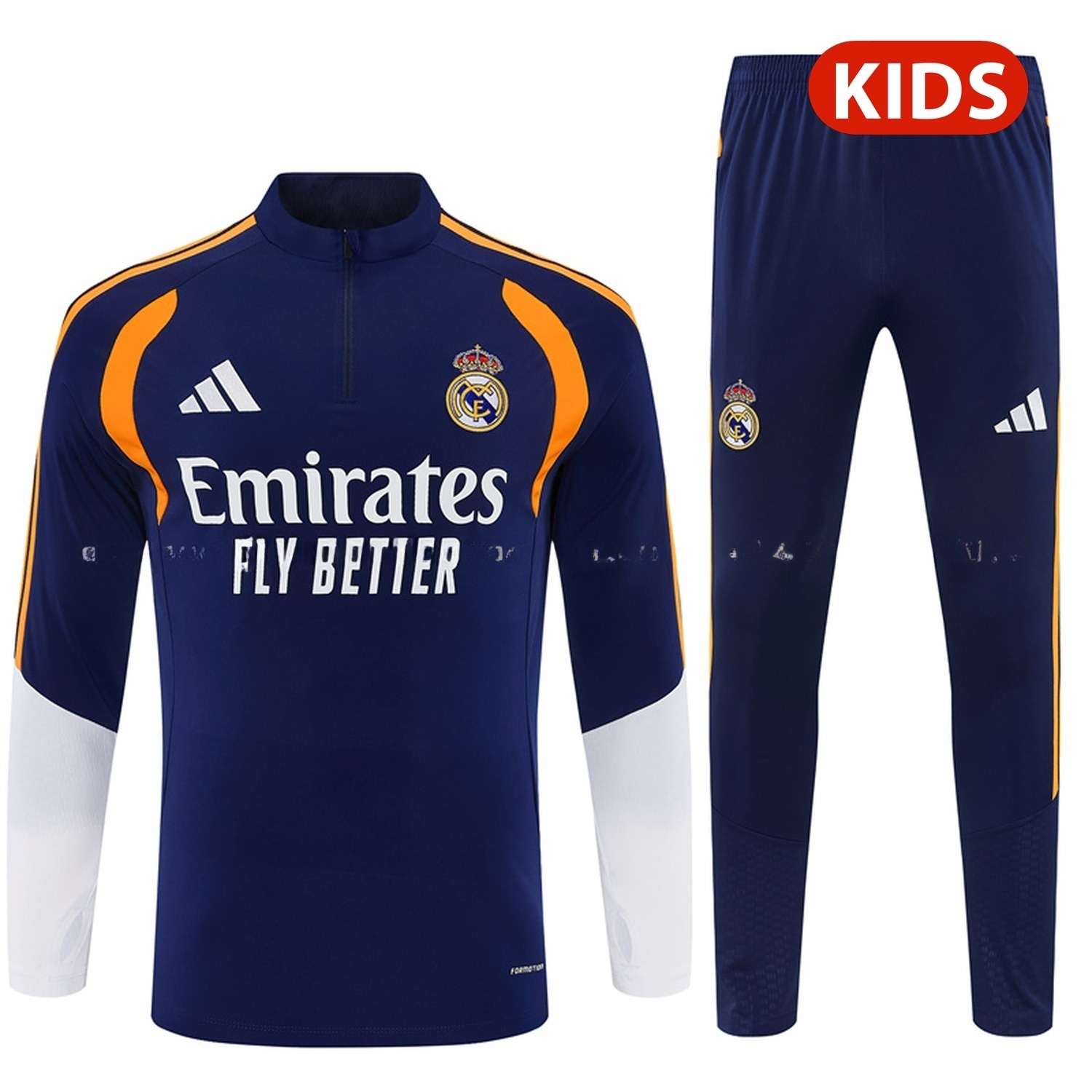 Real Madrid 26-27 Kids Long Sleeve Training Set - Deep Blue Top & Deep Blue Pants - UnitedFutballJersey