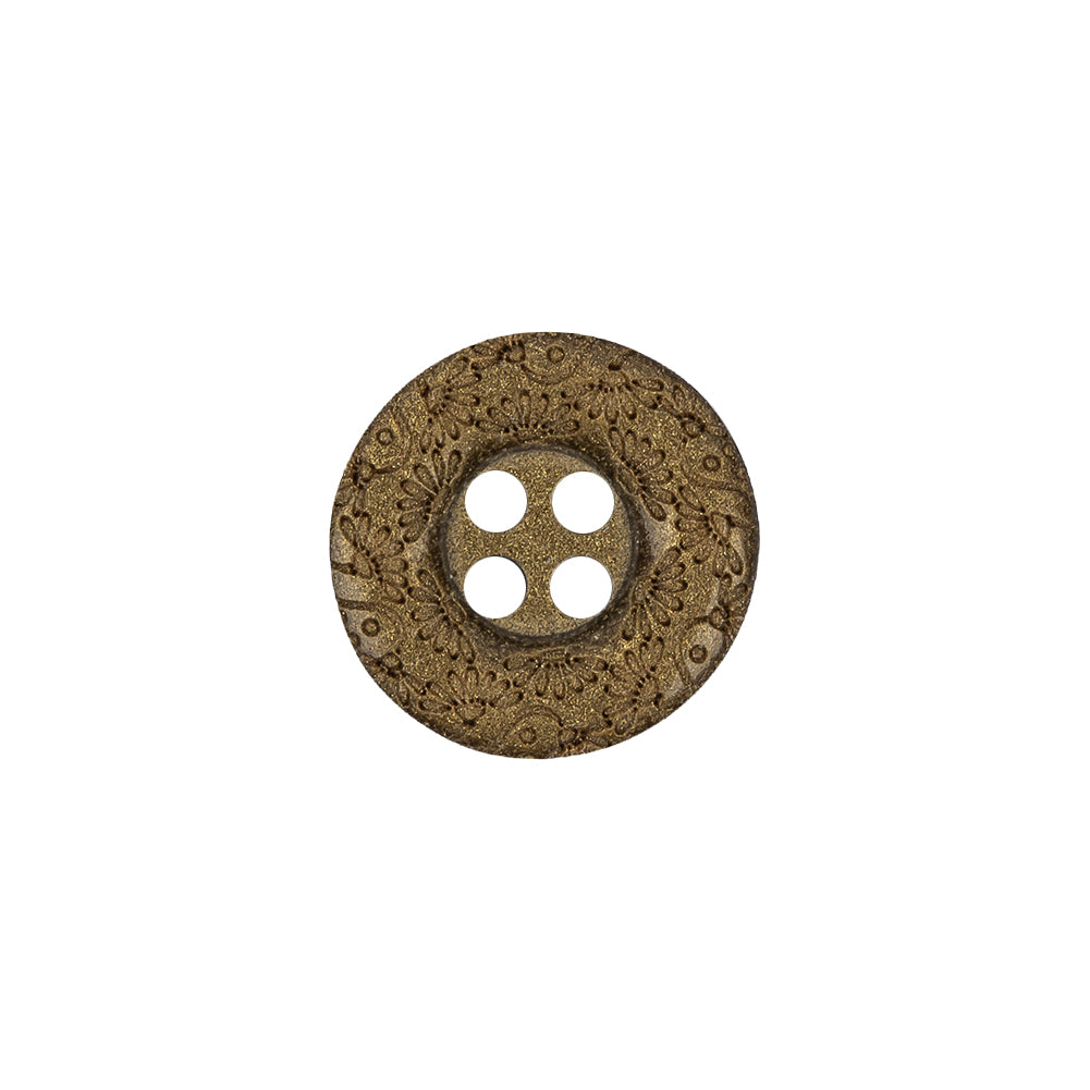 Gold Floral Iridescent Rolled Rim 4-Hole Nylon Button - 24L/15mm - Joann Fabrics