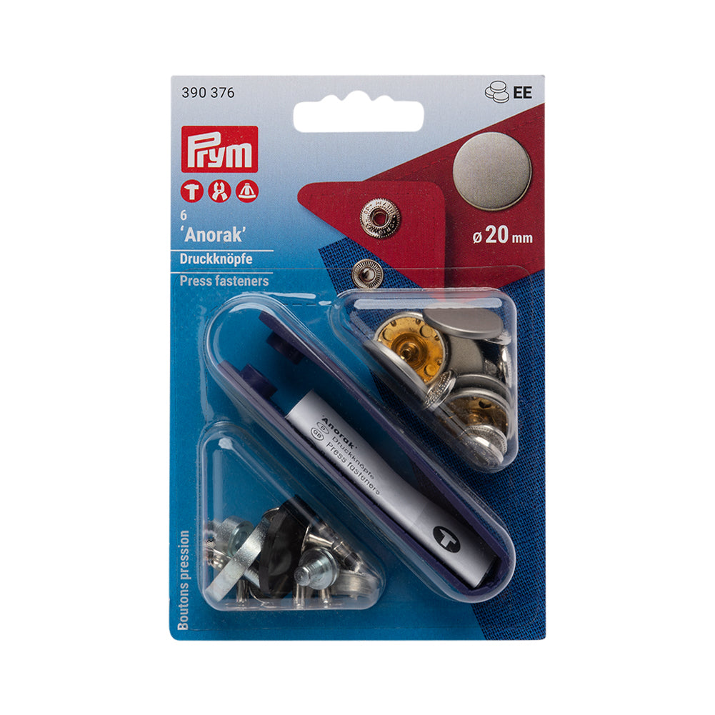 Prym Anorak Press Fasteners with Tools - Matte Antique Steel 20mm - 6pc - Joann Fabrics