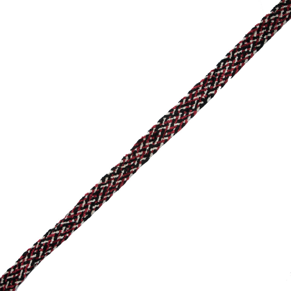 Red, Black and White Flat Chenille Trim - 0.75