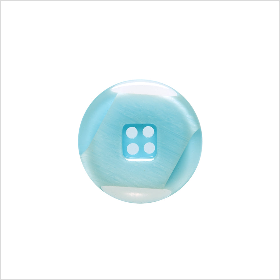 Plastic 4-Hole Button Made in Italy - 24L/15mm - Light Blue and Transparent Geometric with Square Center - Joann Fabrics
