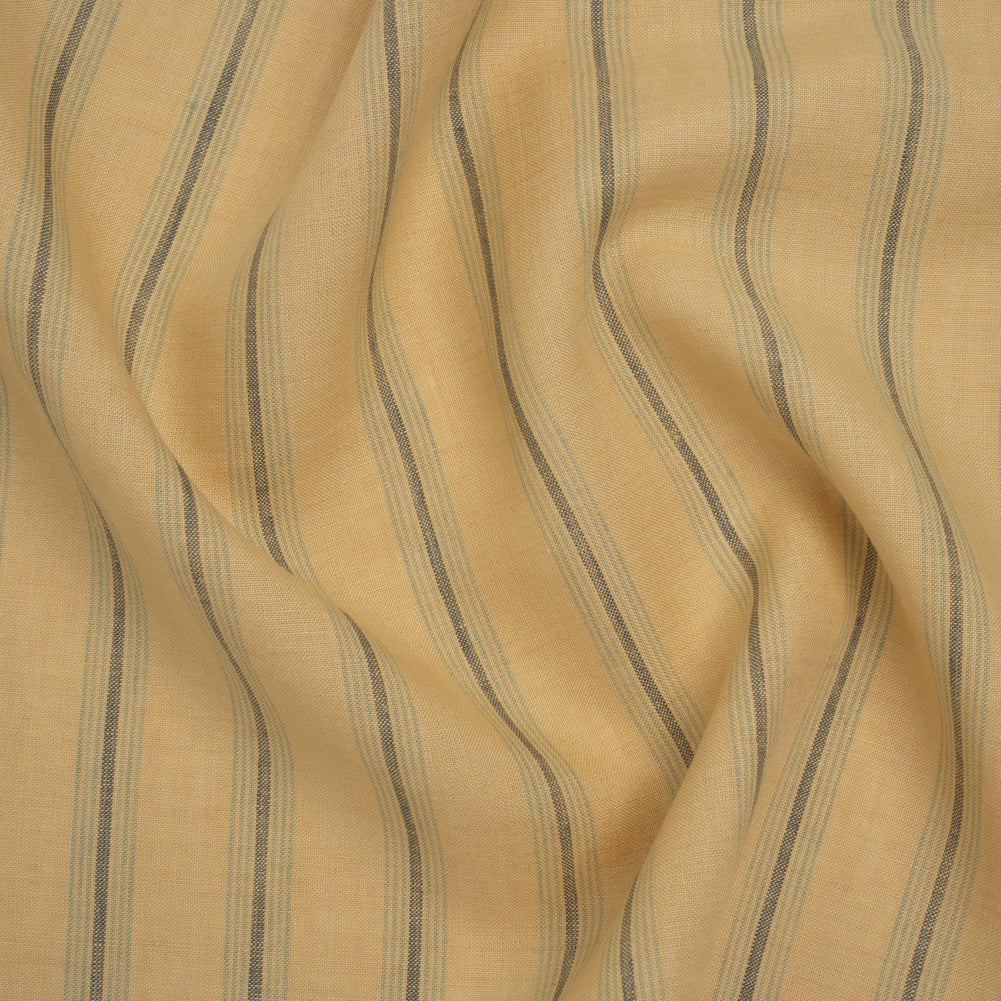 Medium Weight Linen Woven - Soft Yellow, Sage and Basil Green Stripes - Joann Fabrics