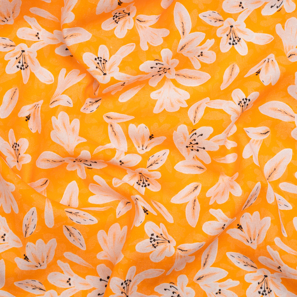 Linen-Rayon Woven - Yellow Floral - Daybreak Bloom Print - Mood Exclusive Chariot Collection - Joann Fabrics