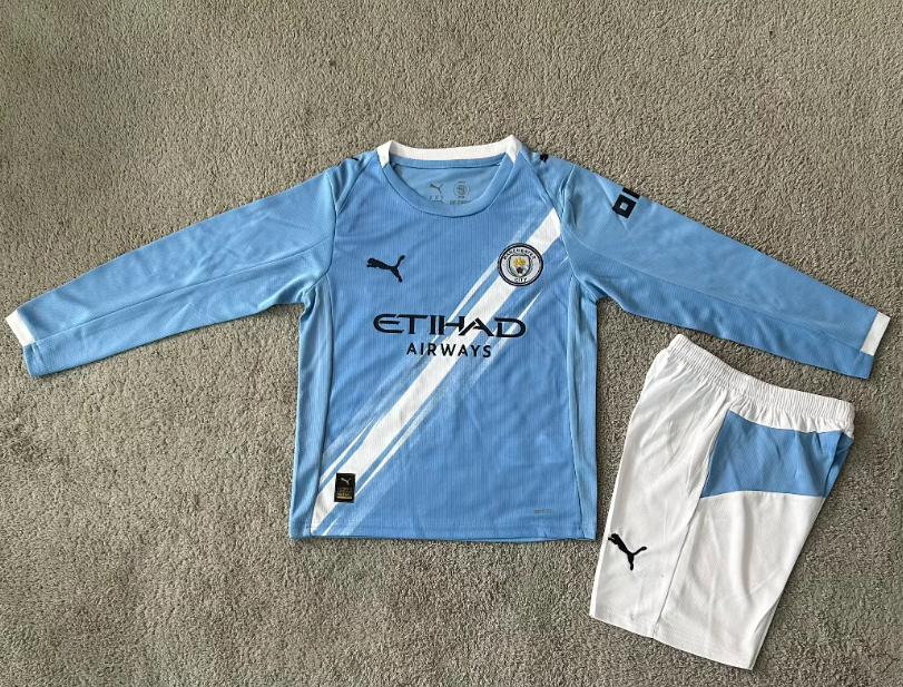 2025/2026 Long Sleeve Manchester City Home 01 Football Jersey 1:1 Thai quality Kids Size