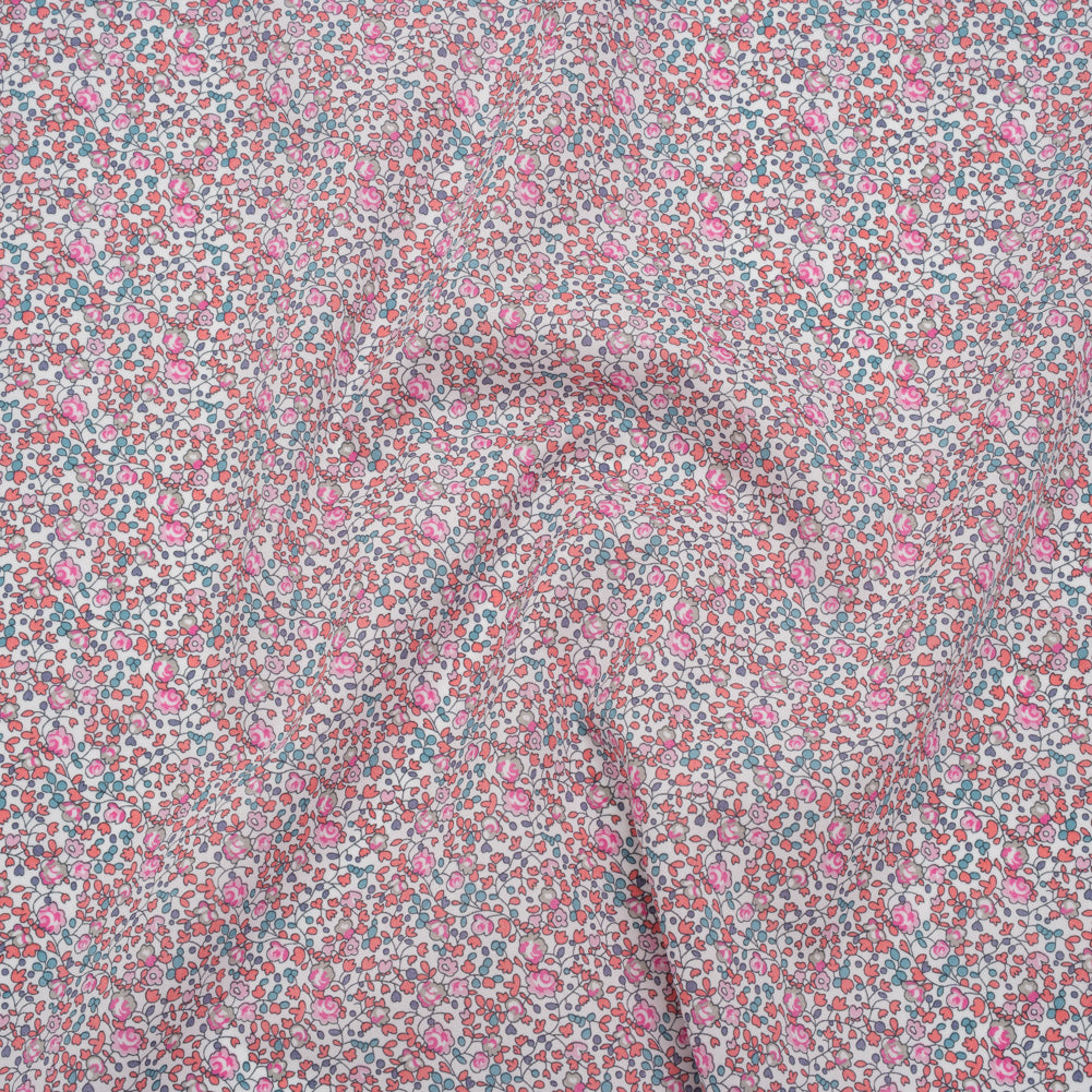 Liberty Fabrics Tana Lawn® - Michelle Eloise Bright Pink - Pink, Coral and Turquoise Little Floral Vines - Joann Fabrics