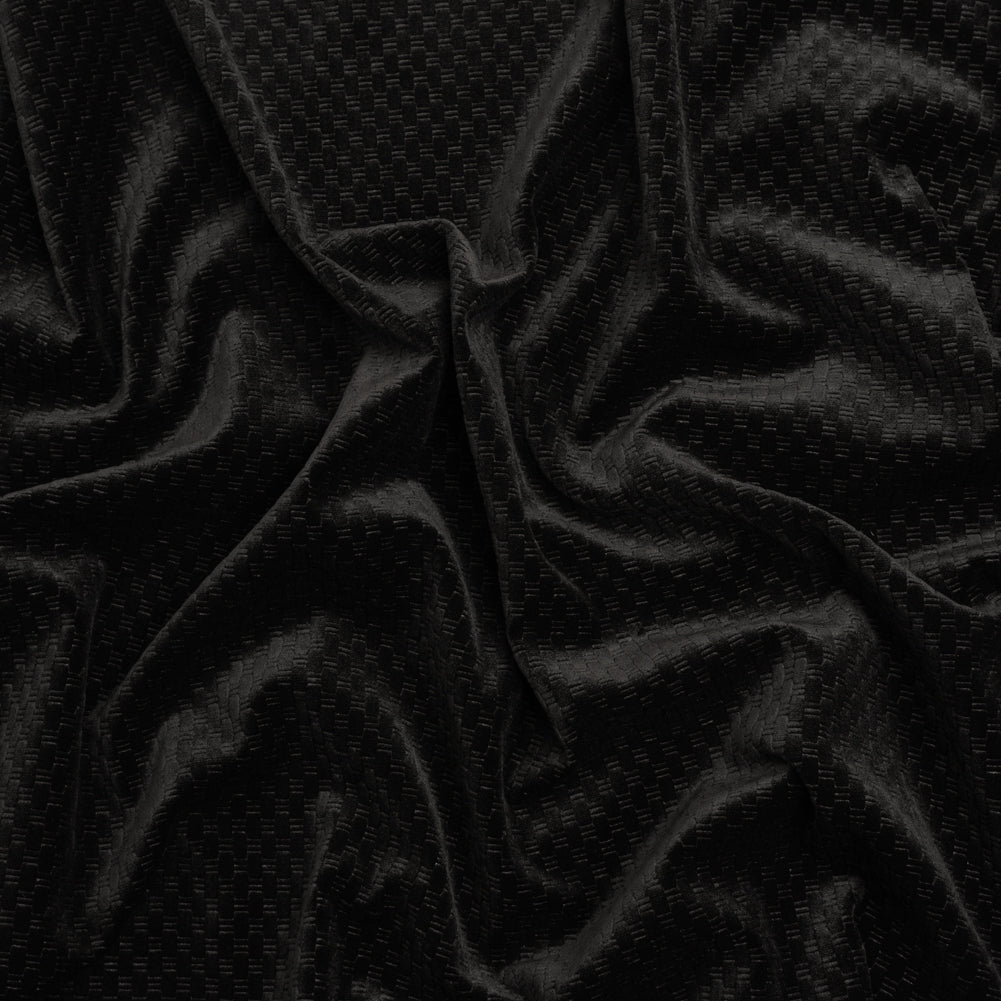 Embossed Polyester Velvet - Black Bead and Reel - Deadstock - Joann Fabrics