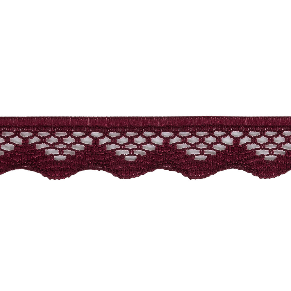 Wine Scalloped Edge Lace Geometric Trimming - 0.5