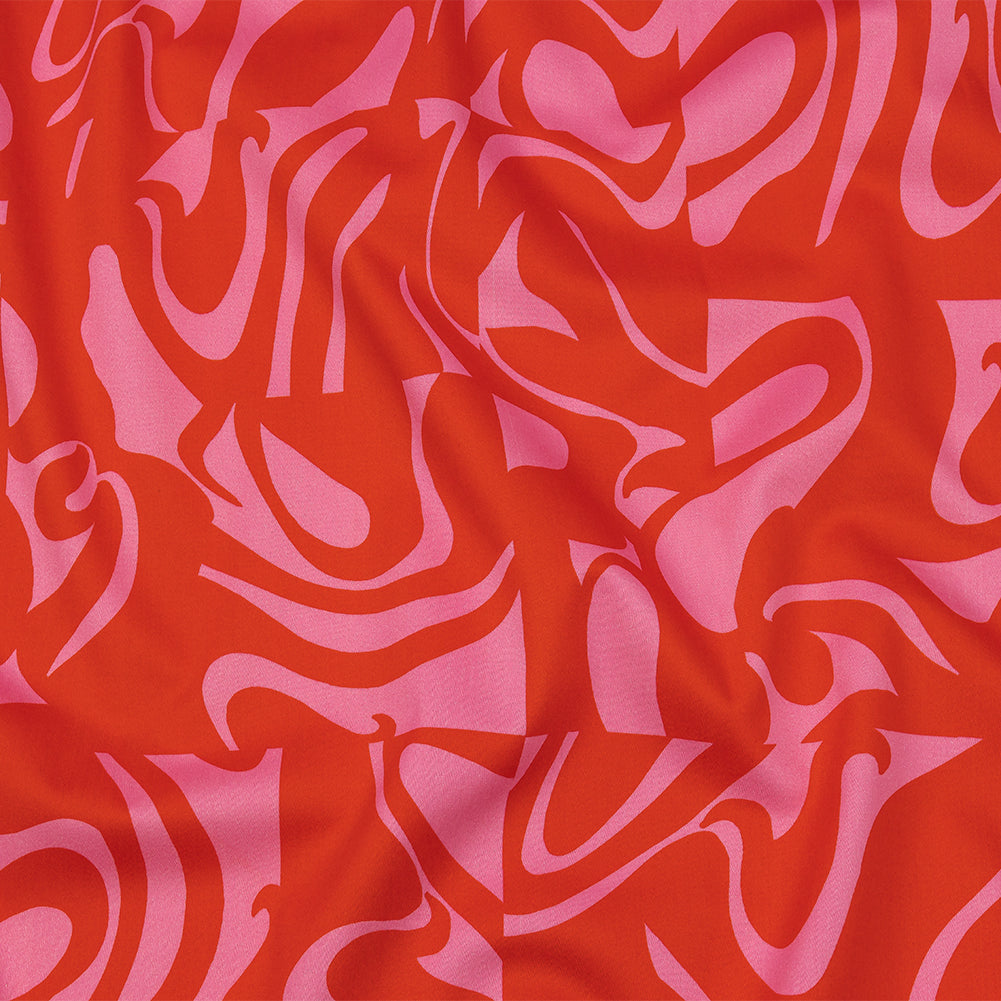 Stretch Cotton Sateen - Pink and Red Abstract - Show Goes On Print - Mood Exclusive Metro Collection - Joann Fabrics