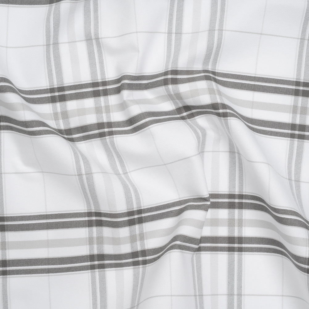 Cotton Oxford Shirting - Greige, Charcoal and White Plaid - Deadstock - Joann Fabrics
