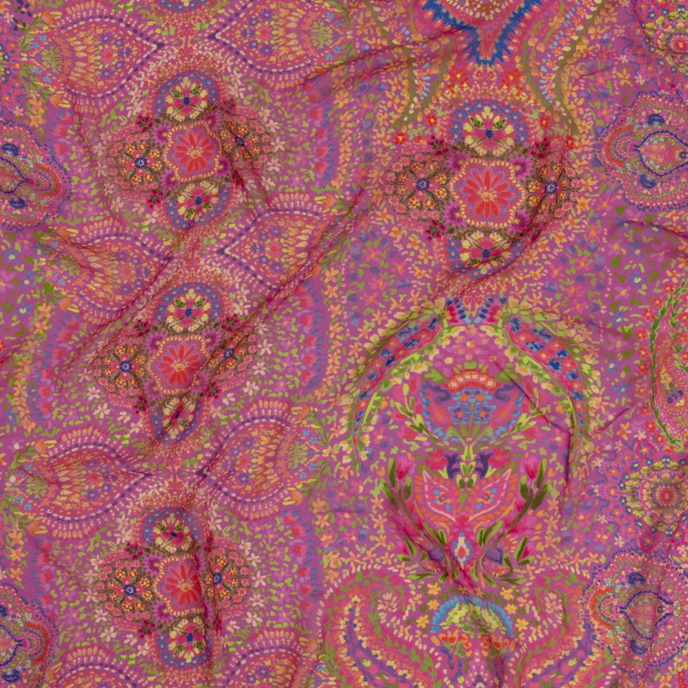 Viscose Georgette - Pink Paisley - Amsterdam Market Print - Mood Exclusive Gisele Collection - Joann Fabrics