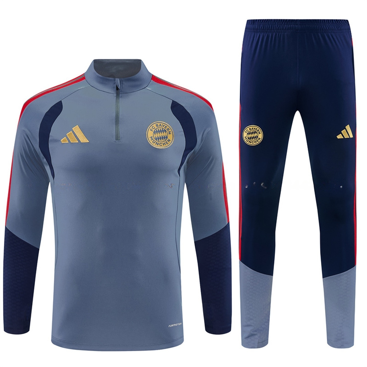 Bayern Munich 26-27 Long Sleeve Training Set - Grey Top & Deep Blue Pants - UnitedFutballJersey