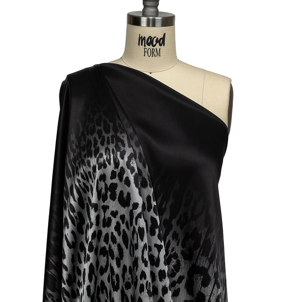 Mood Exclusive Italian White and Black Leopard Silk Charmeuse Panel - Joann Fabrics