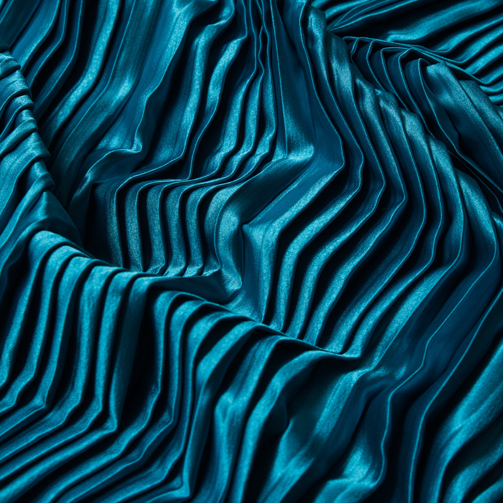 Pleated Stretch Satin - Aqua - Andreas Collection - Joann Fabrics