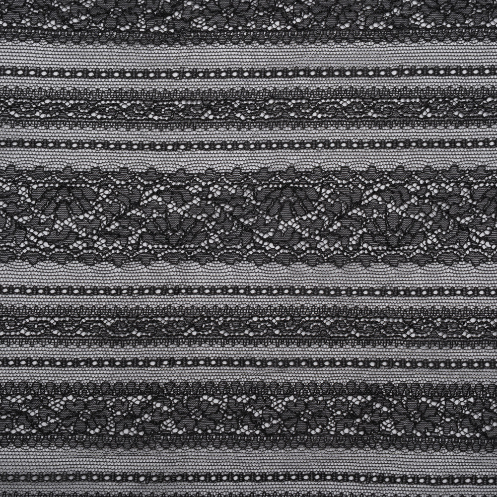 Re-Embroidered Nylon Lace - Black Floral Stripes - Joann Fabrics