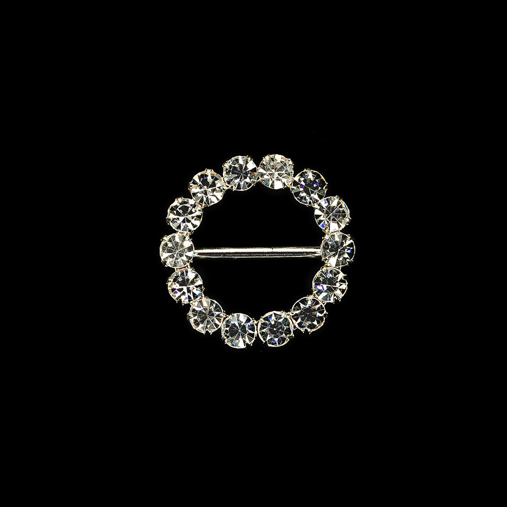 Vintage Czech Crystal Rhinestones and Silver Metal Slider - 1.875