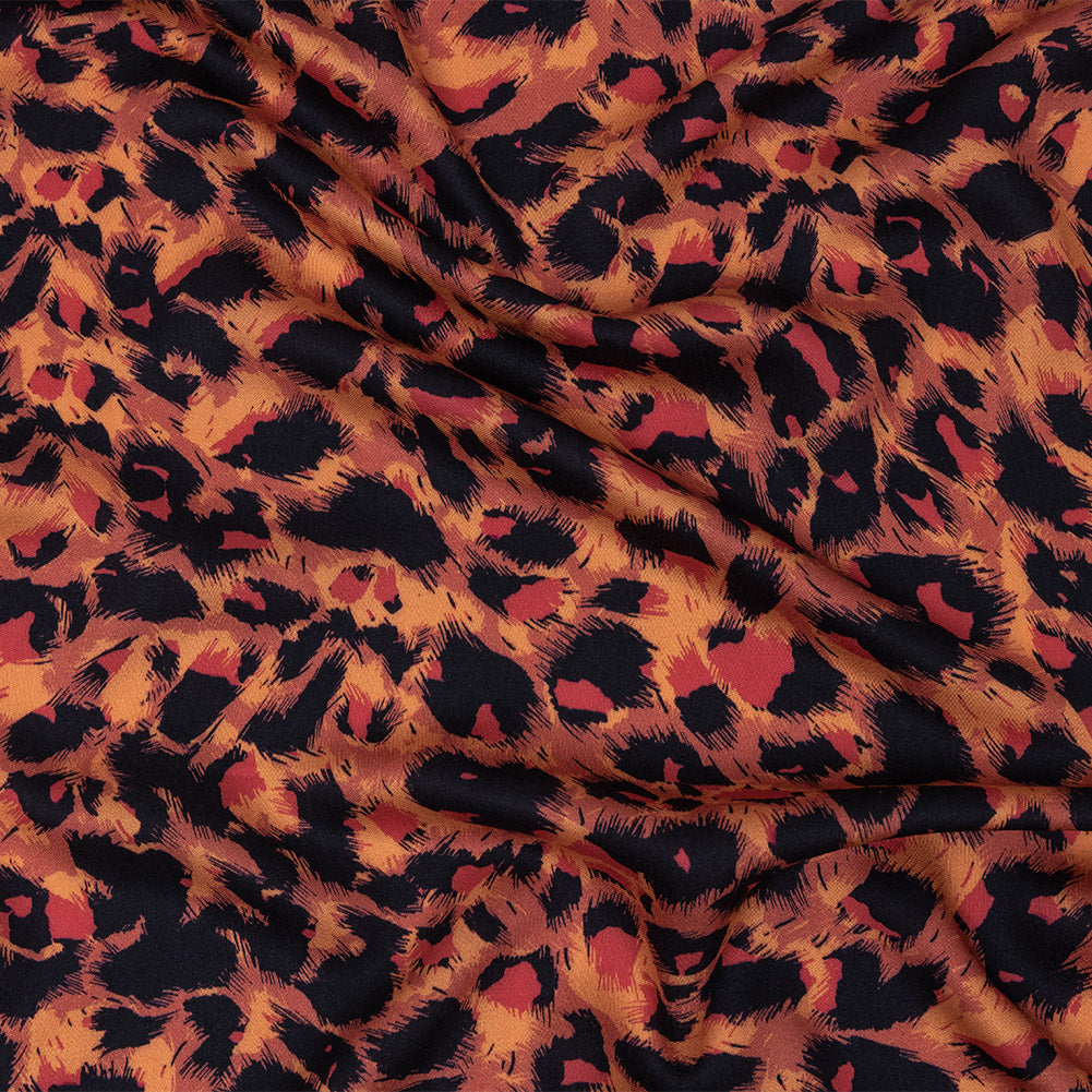 Rayon Challis - Pink and Orange Leopard Spots - Tijuca Sunrise Print - Mood Exclusive Rio Collection - Joann Fabrics
