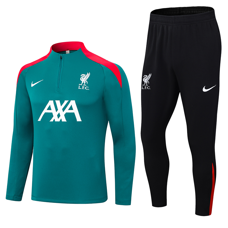 2024-2025 Liverpool Half-Pull Training Suit Green Jersey 1:1 Thai Quality Set