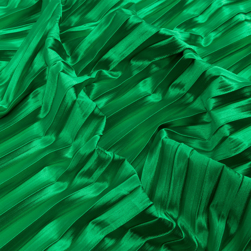 Pleated Stretch Satin - Kelly Green - Andreas Collection - Joann Fabrics