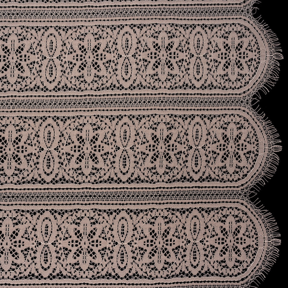 Re-Embroidered Lace with Finished Edges - Taupe Floral Medallion Stripes - Joann Fabrics