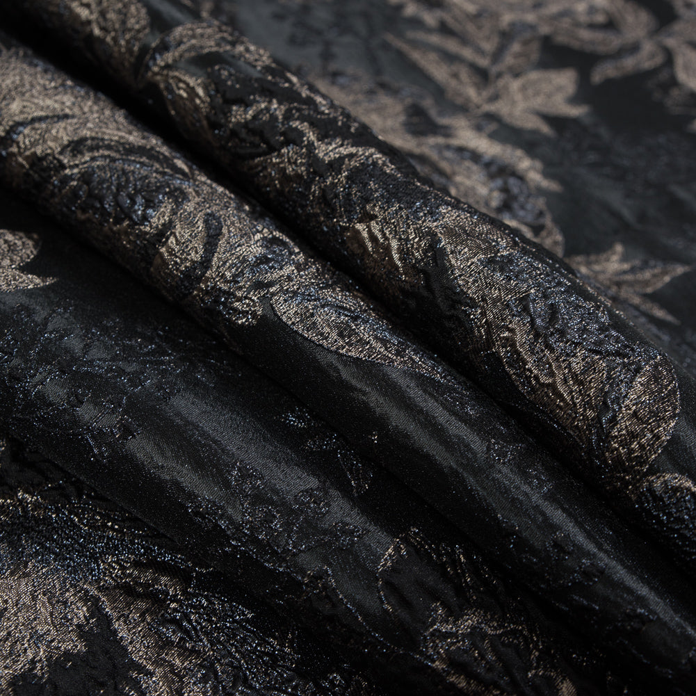 Black and Antique Gold Luxury Floral Metallic Brocade - Joann Fabrics