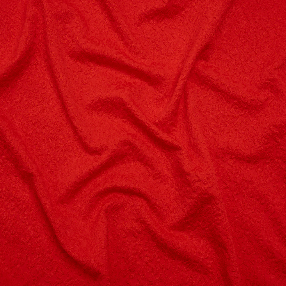 Stretch Polyester Jacquard Knit by Mara Hoffman - Red Orange Squiggles - Designer Deadstock - Joann Fabrics