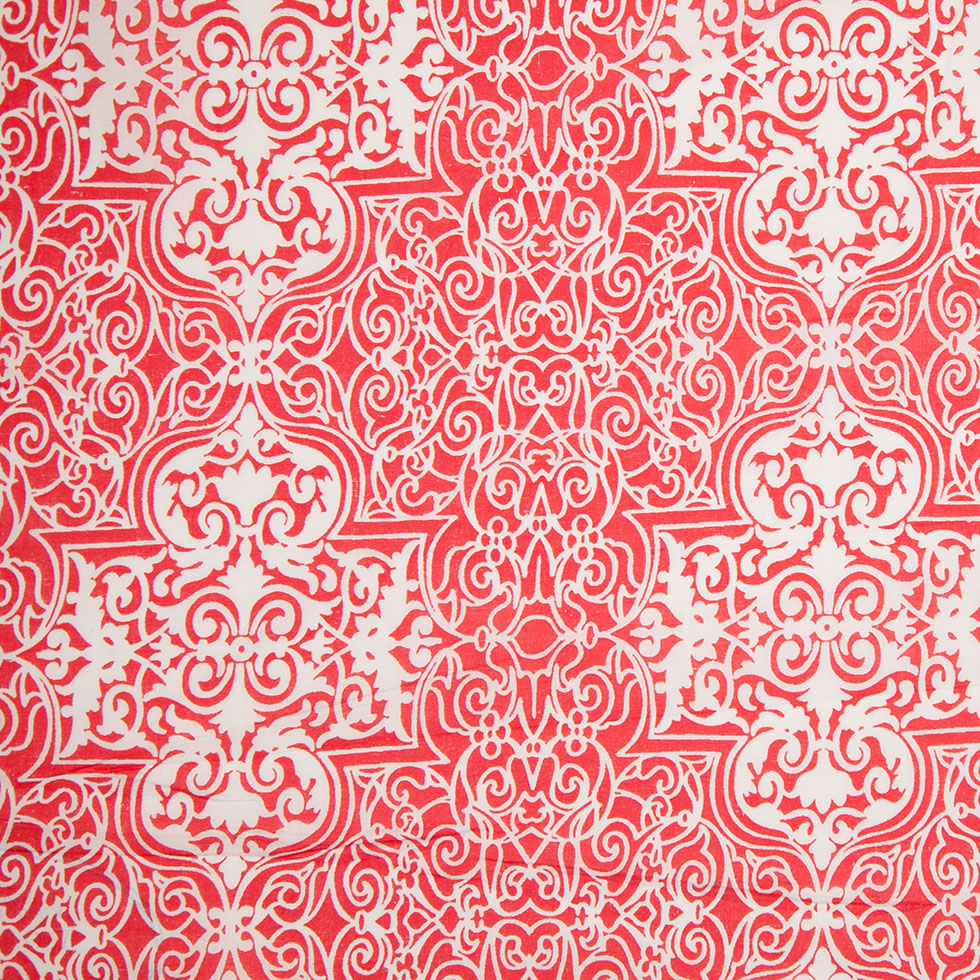 High Risk Red and White Ornate Tiles Printed Cotton Woven - Joann Fabrics