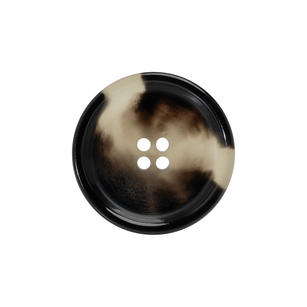 Italian Shiny Black/White Rimmed 4-Hole Button - 36L/23mm - Joann Fabrics