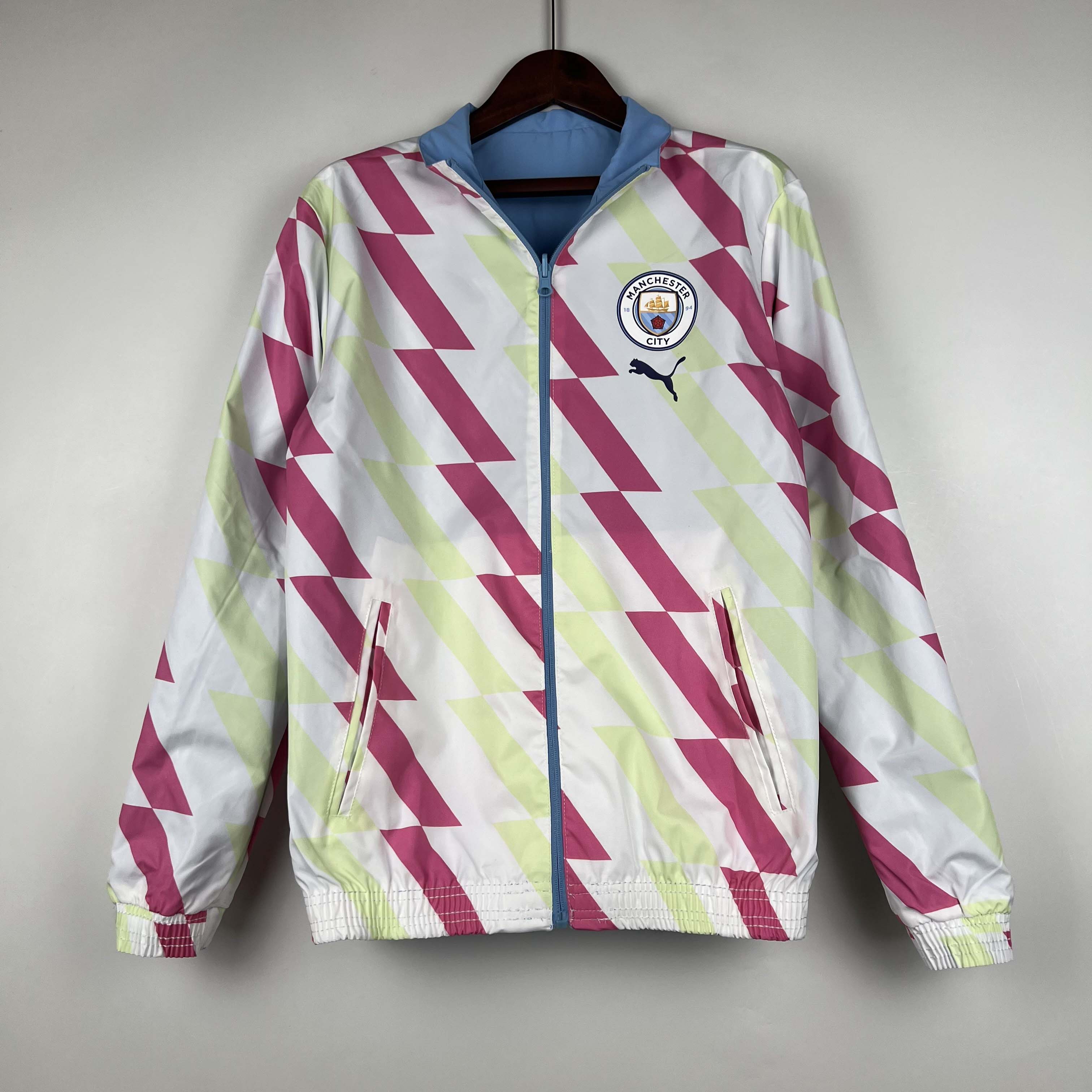 2023/2024 Manchester City Reversible Windbreaker Blue Soccer Jersey 1:1 Thai Quality
