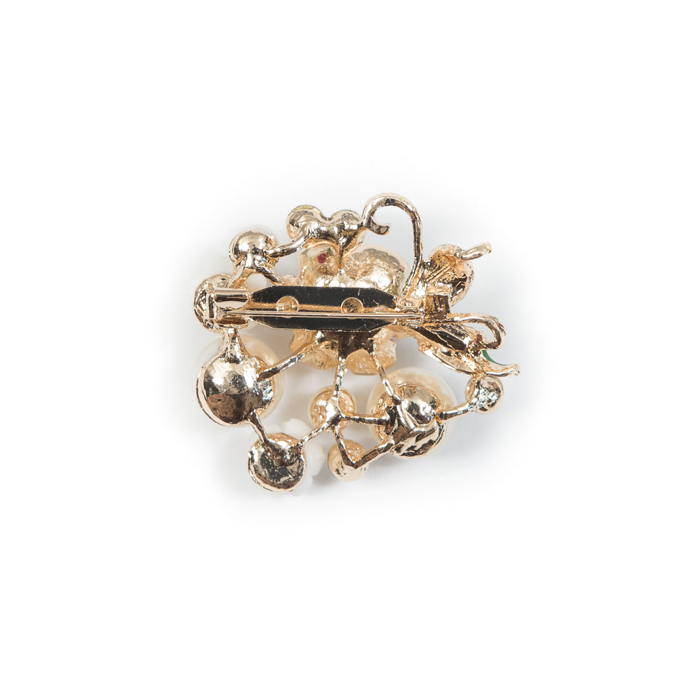 Italian Pearl and Rhinestone Brooch - 1.5