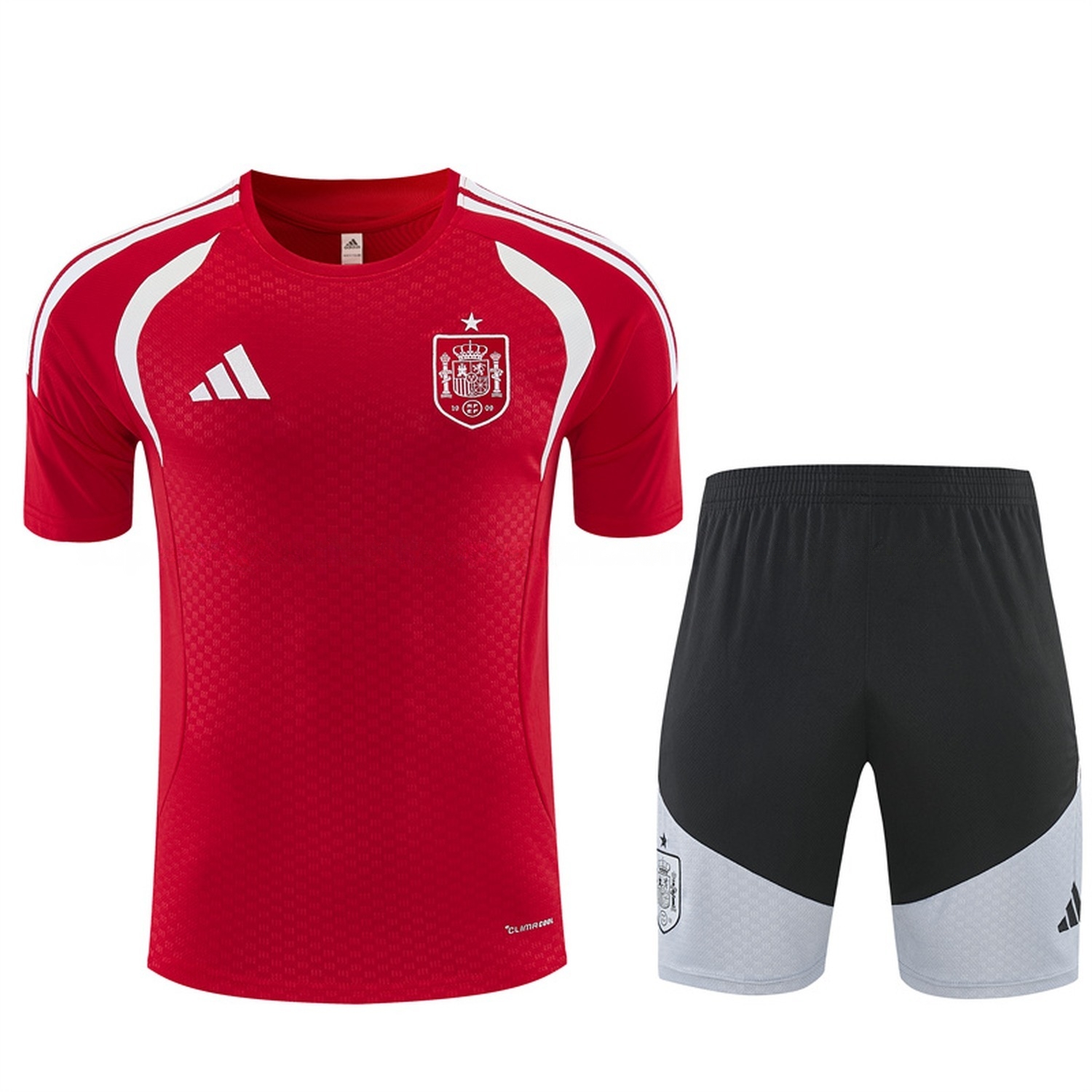 Spain 2026 Short-Sleeve Training Set - Red Top & Black Shorts - UnitedFutballJersey