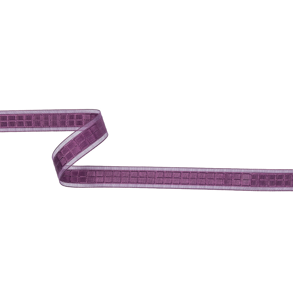 Purple Squares and Sheer Borders Ribbon - 0.5625