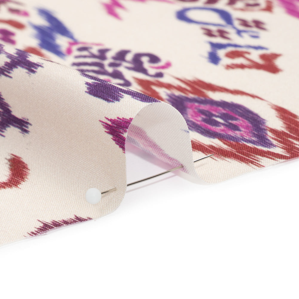 Tencel Woven Print - Magenta, Purple and White Fanciful Ikat Florals - Mood Exclusive Raindrops on Roses - Joann Fabrics